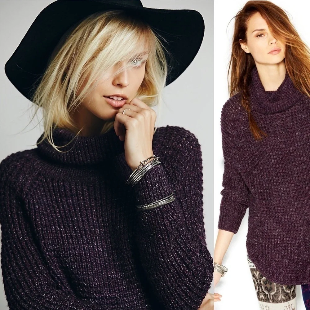 Free People Dylan Tweedy Turtleneck Pullover M